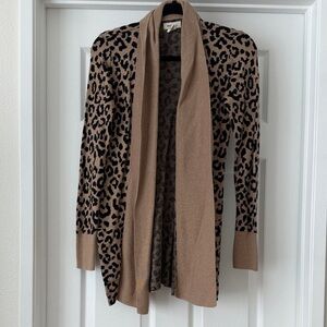 Stylish Leopard Print Cardigan in Tan and Black